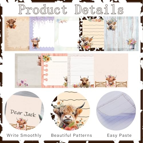 Sticky Notes Set - 9 Pack Sticky Notepad Cute Animals Sticky Highland Cow