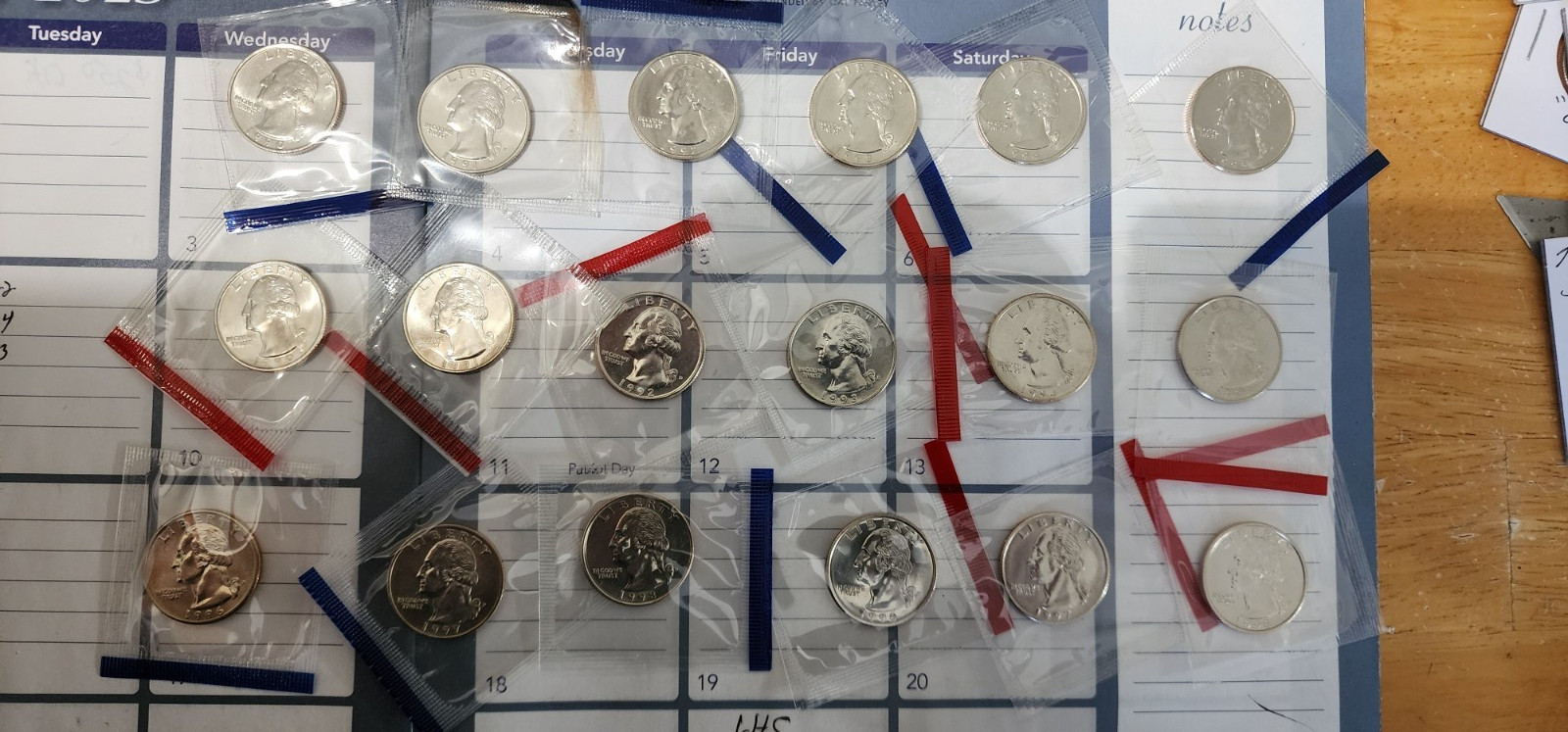 1990-1998 P D Washington Quarters Mint Cello 18 BU Coins **FREE SHIPPING**