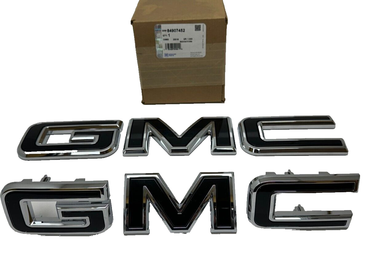 OEM Front & Rear Emblem Set In Chrome Black For 2021-2023 GMC Canyon 84907452