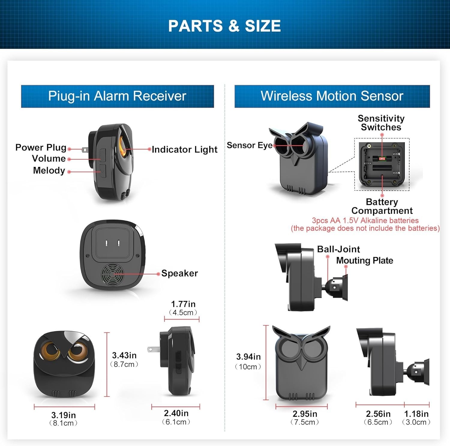 Outdoor Indoor Motion Detector with Long Range Wireless Receiver and Sensors