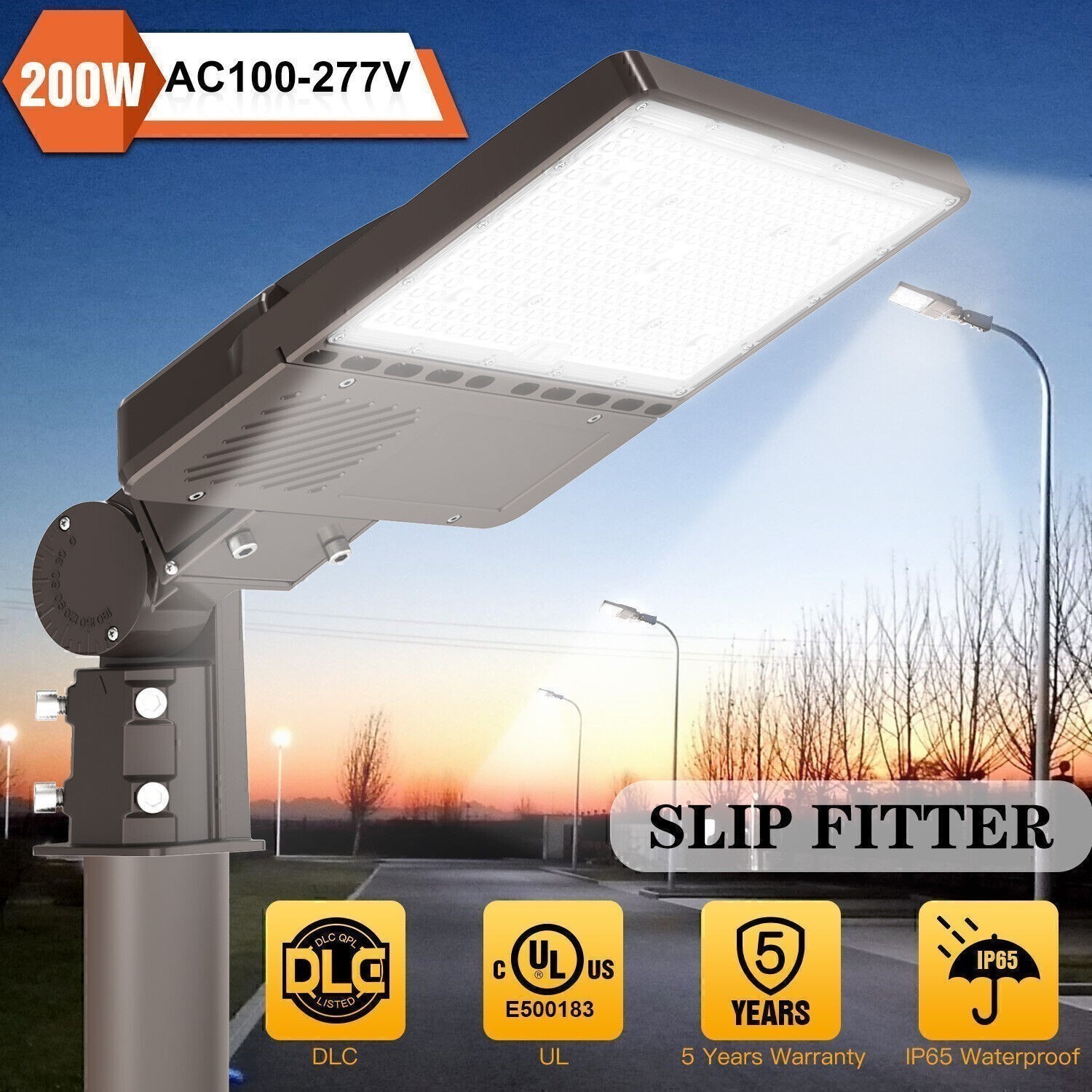 200W LED Parking Lot Shobox Light Commercial Street Lights  Fixture Dusk To Dawn