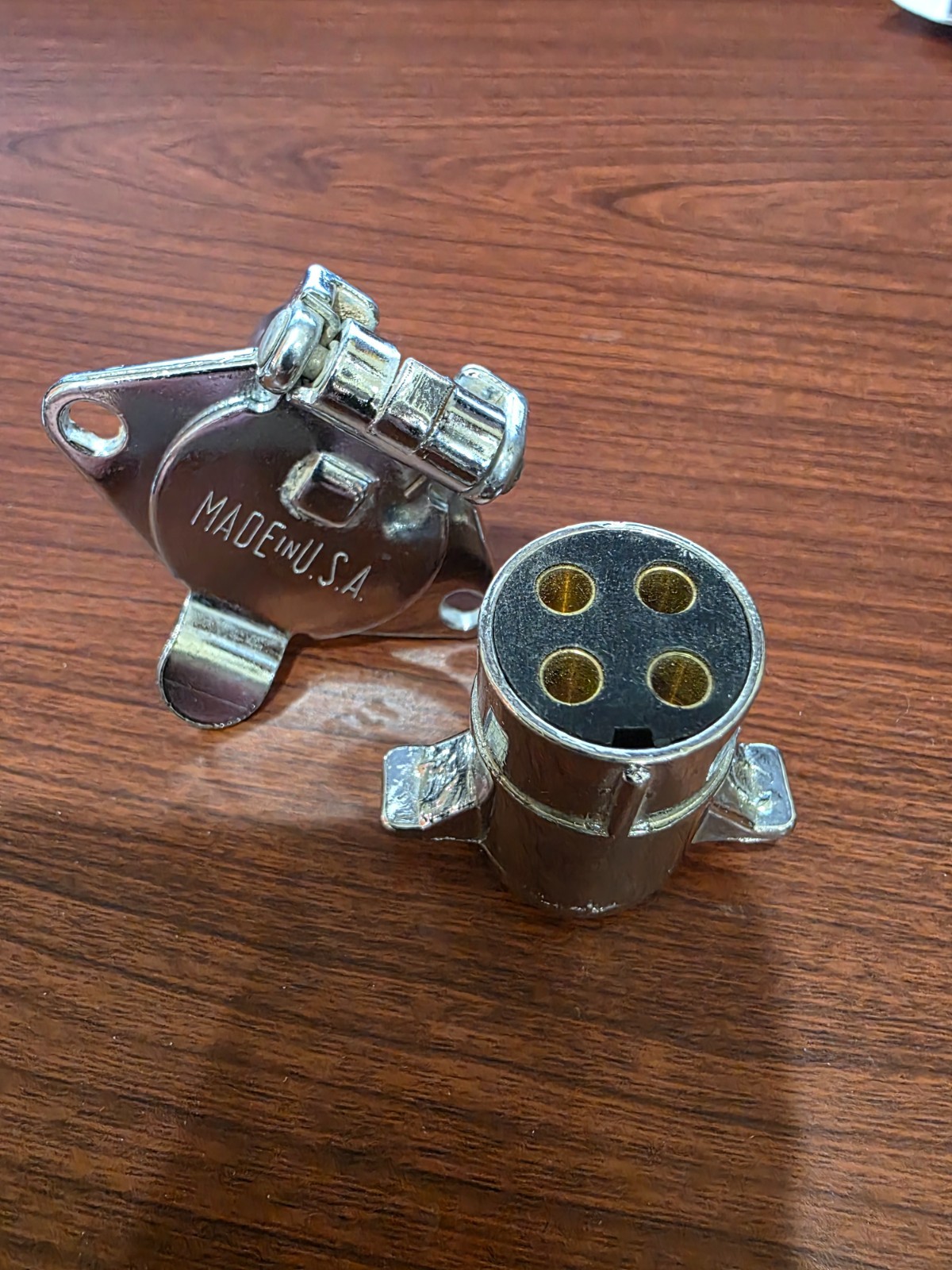 4 Pole  Electrical Outlet / Deck Plug Set  Chrome made in USA
