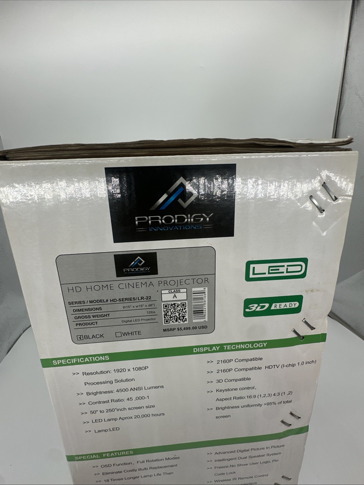 PRODIGY INNOVATIONS HD Series LR-22 Projector 3D Ready Complete