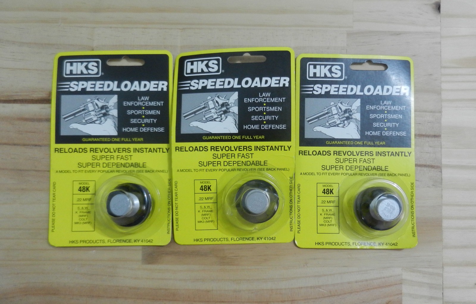 HKS Speedloader;  48K;  6-Shot;  22 WMR, 22 Magnum;  3 Pack;  Fast & Dependable