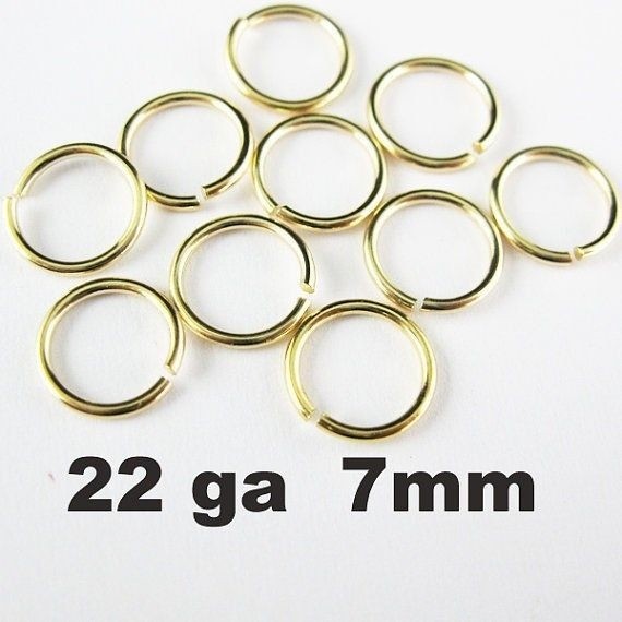 Vermeil Open Jump Rings,22 ga,7mm,18K Gold Plated over Sterling Silver (20pcs)