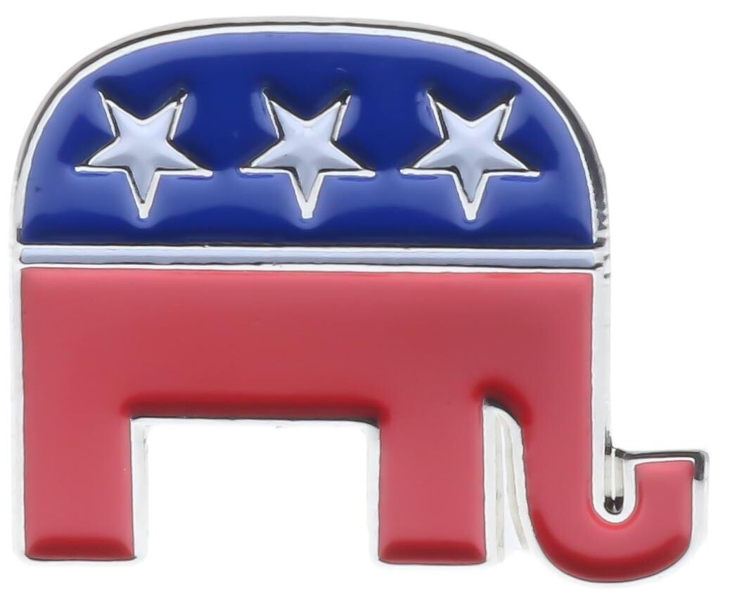 Republican Elephant Red White Blue Hat or Lapel Pin PMS205 F3D33M