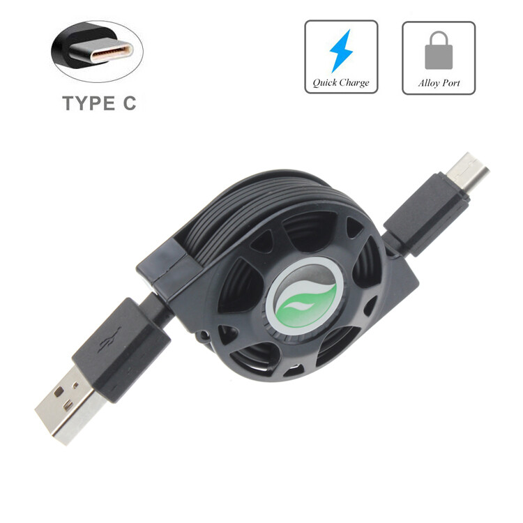 USB Cable Retractable Type-C Charger Power Cord USB-C for Cell Phones