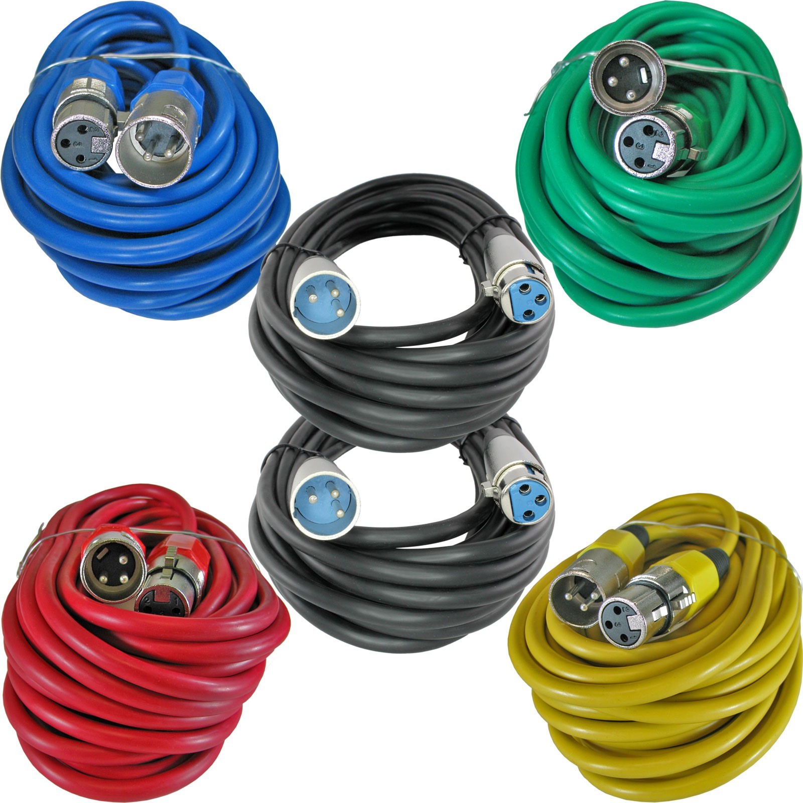 6 25ft foot colored 3pin male to female XLR mic microphone extension cables cord