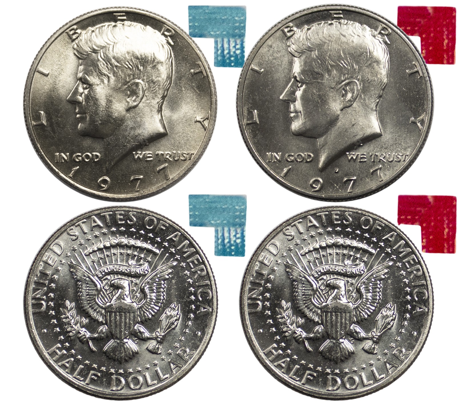 1977  P & D Kennedy Half dollar in US Mint Cello 2 Coin Set