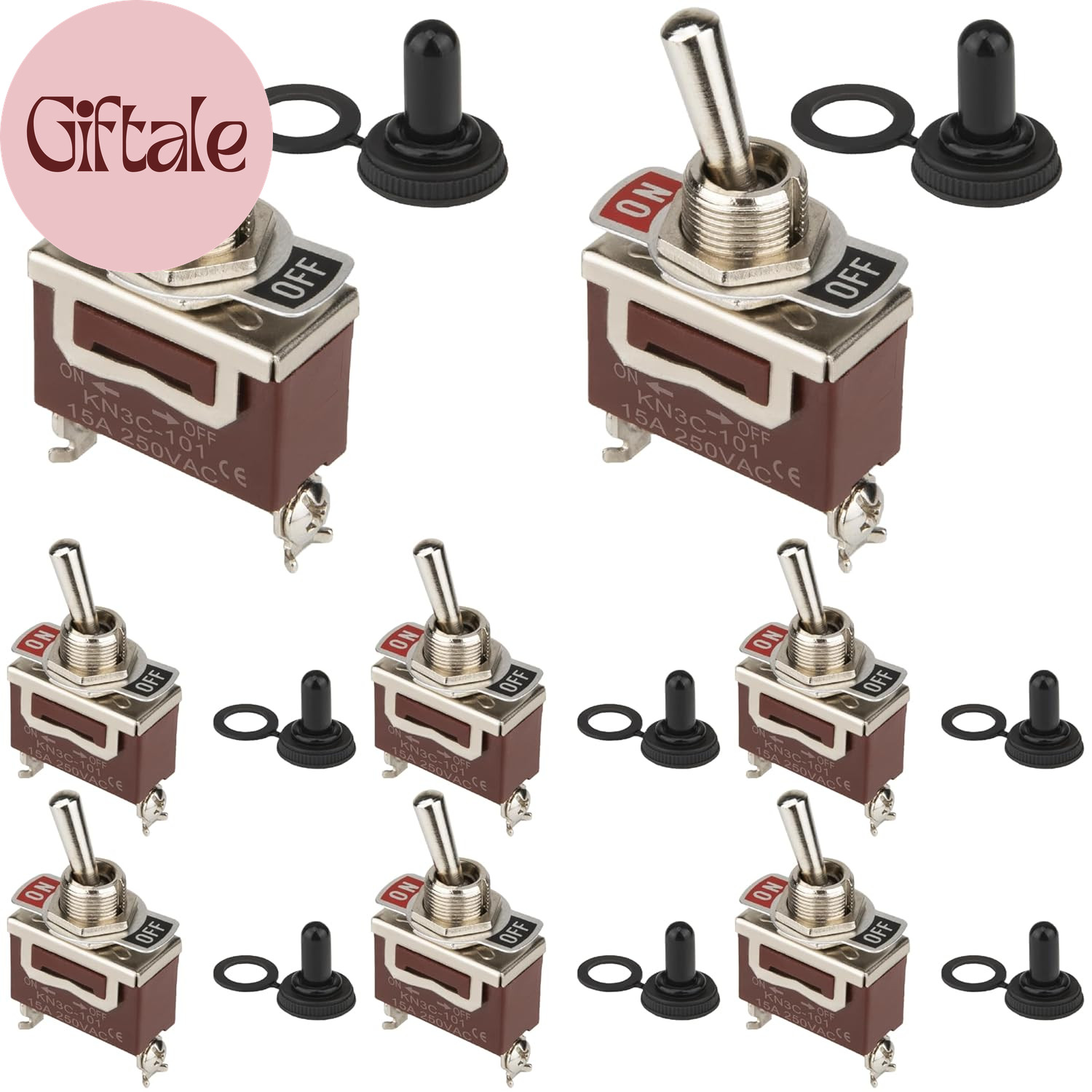 8 PCS Waterproof Toggle Switch, 2 Pin 12V DC 30A on off Switch, SPST Marine Swit