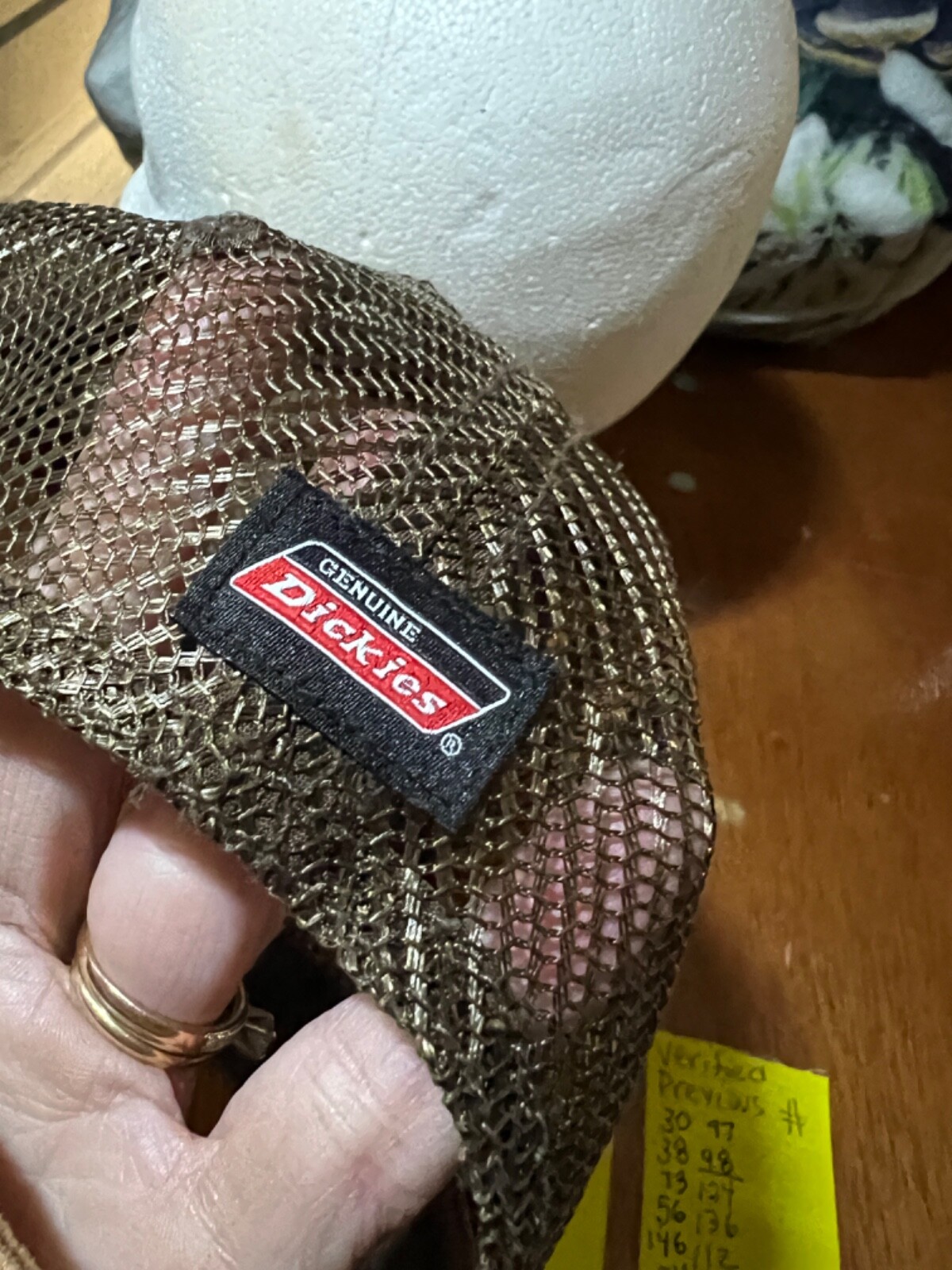 Genuine Dickies TanCorduroy Brown Mesh Hat Cap with Leather Patch EUC Adj