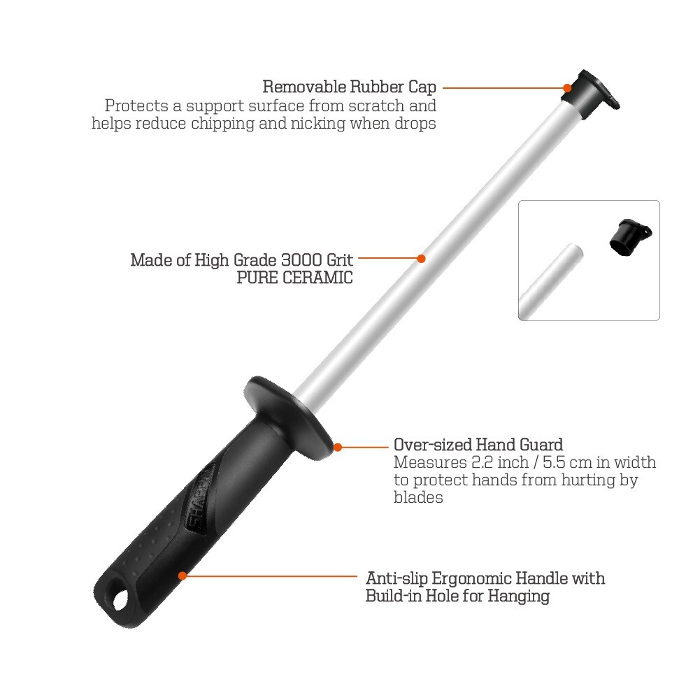 Professional Ceramic Sharpening Fine Honing Rod Steel Kitchen Knife Sharpener