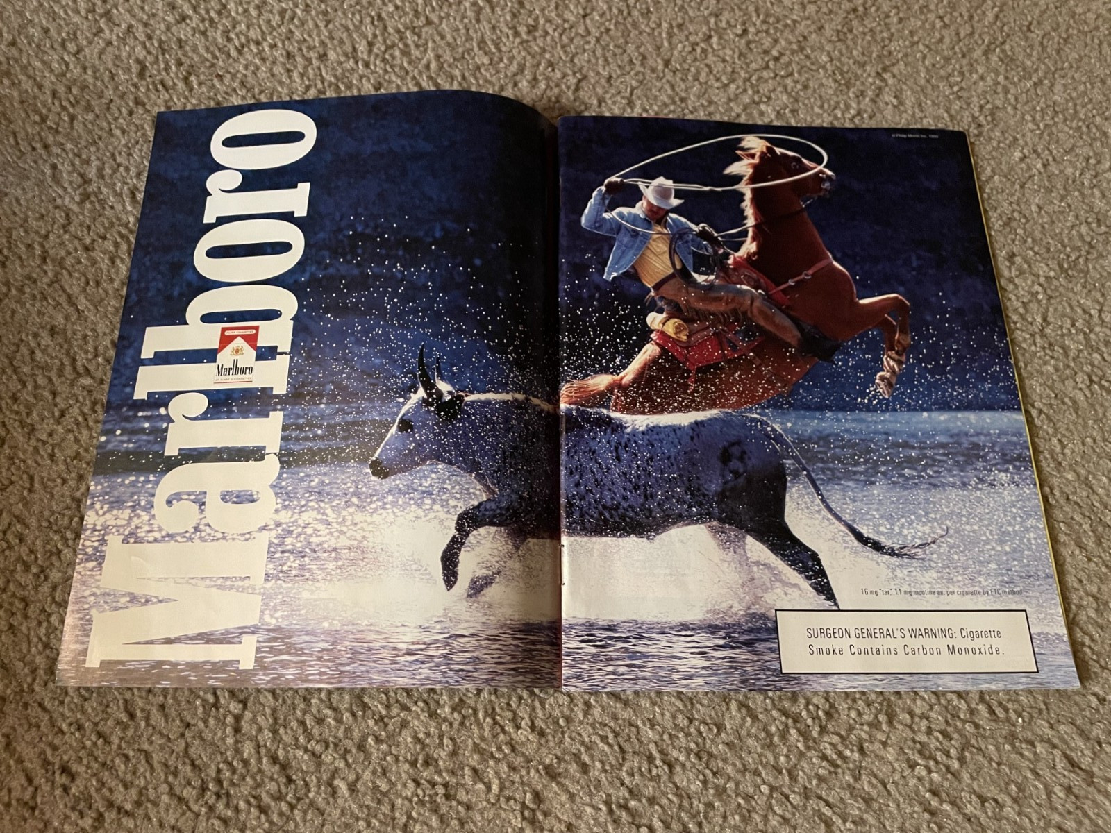 Vintage 1998 MARLBORO CIGARETTES RED Print Ad HORSES COWBOY 1990s