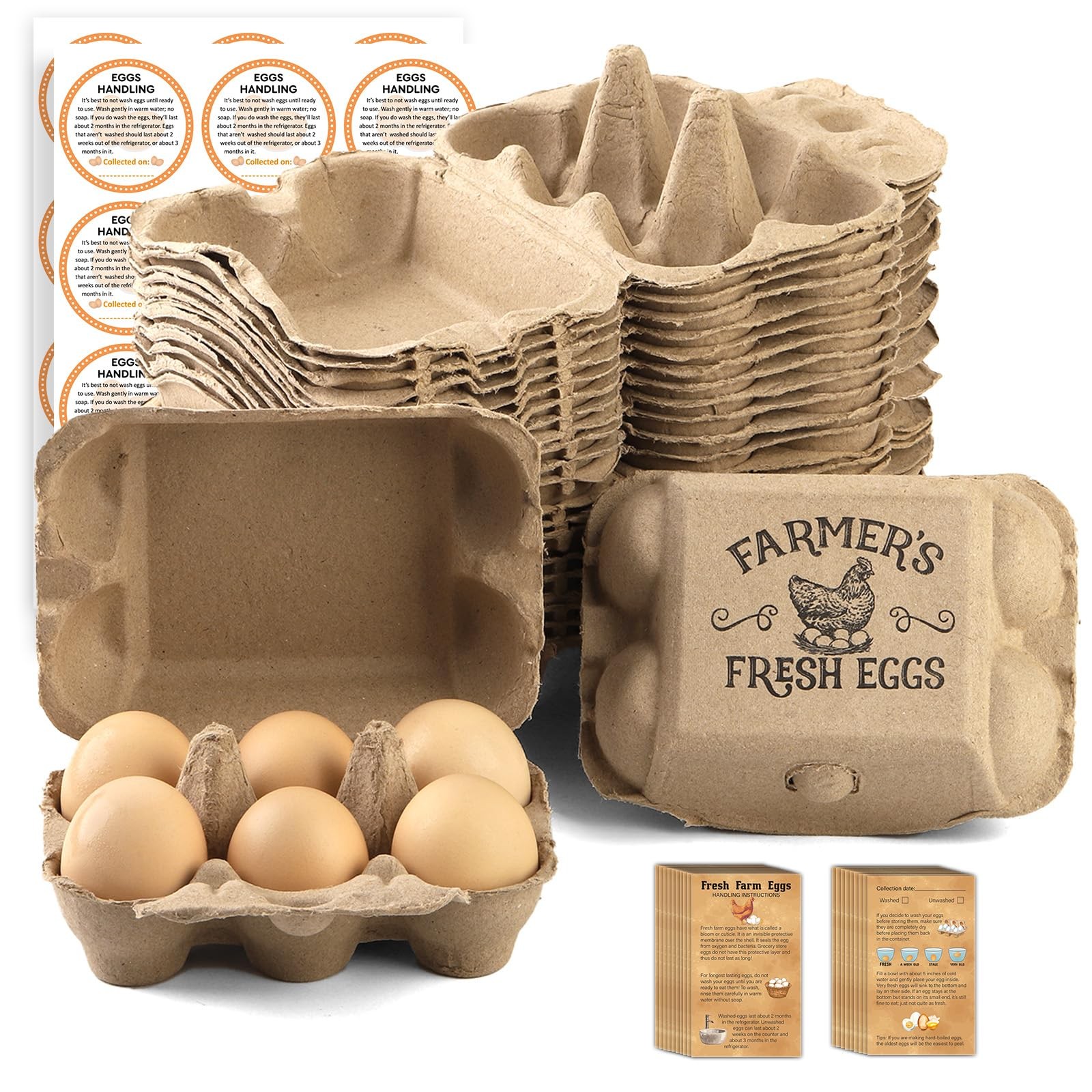 20 Pack Egg cartons 2x3 Style Half dozen egg cartons Bulk 6 Count Reusable pu...
