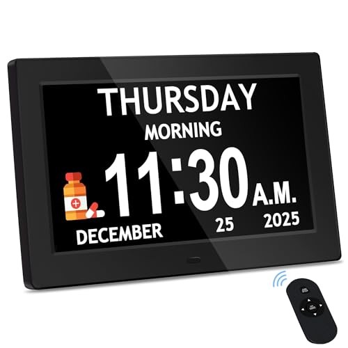 10.1'' Extra Large Digital Clock, 1280*800p HD Display, Dementia 10.1" Black