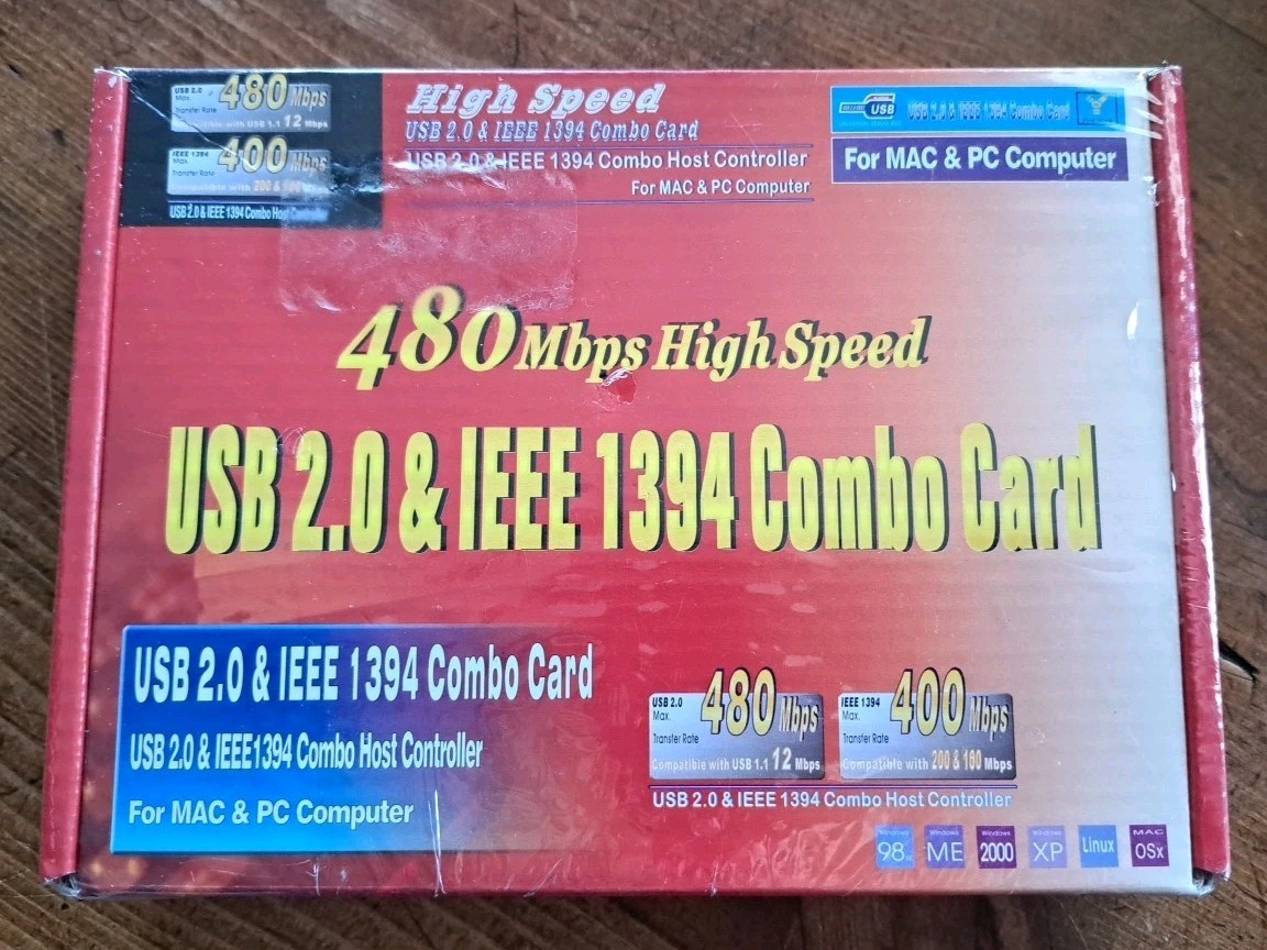 NOS USB 2.0 & IEEE Combo Card PC Adapter Mac & PC Sealed