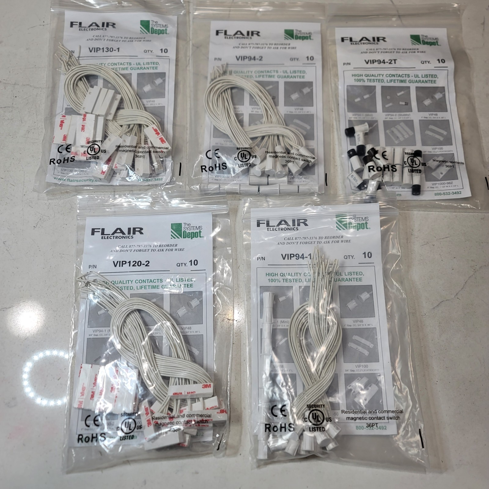 Flair Security Products VIP Magnetic Contacts The Systems Depot LOT 50 Assorted