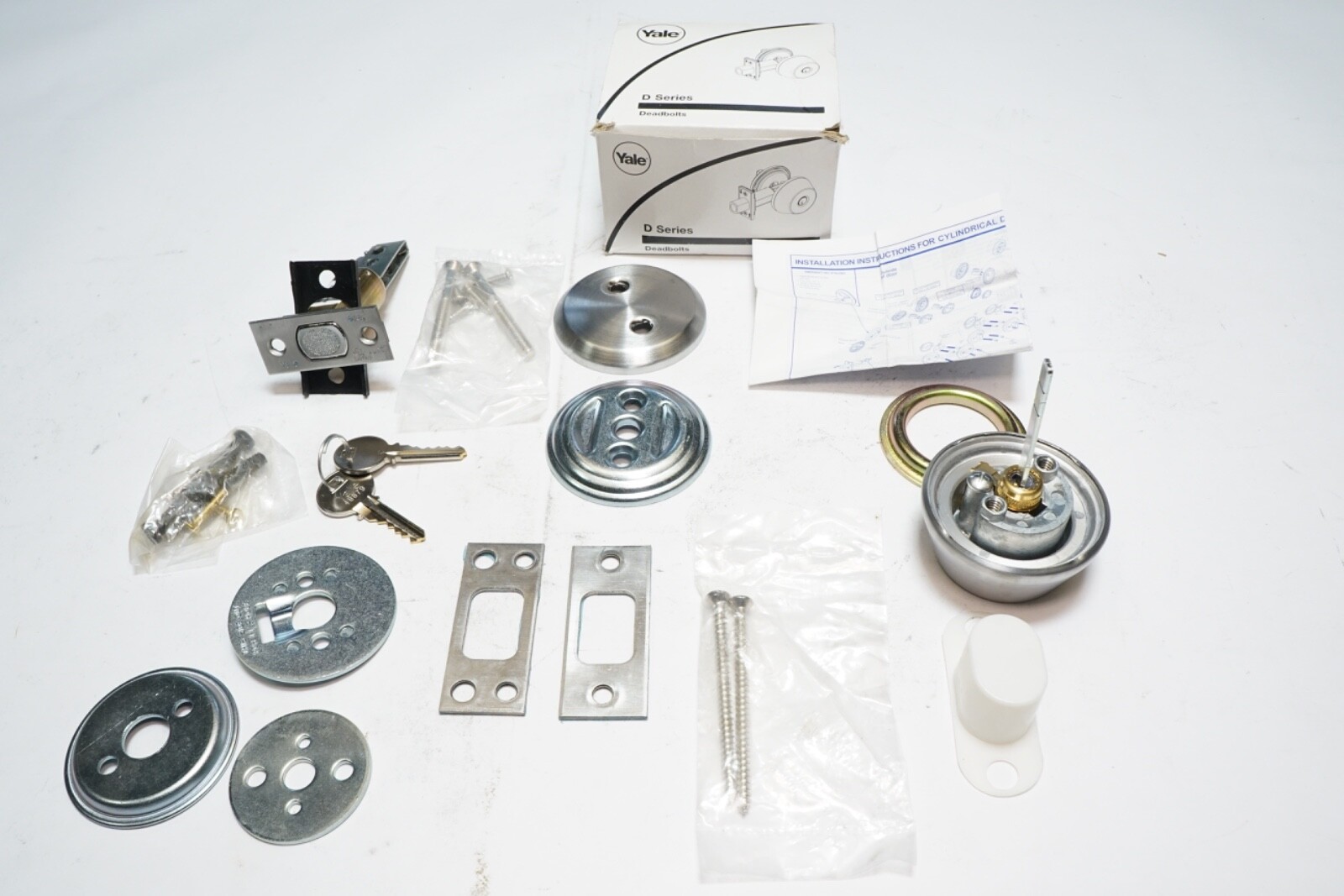 New Yale Deadlock D132 626 Grade 1, 2-3/4 Backset, 2-1/4 x 1" Face Satin Chrome