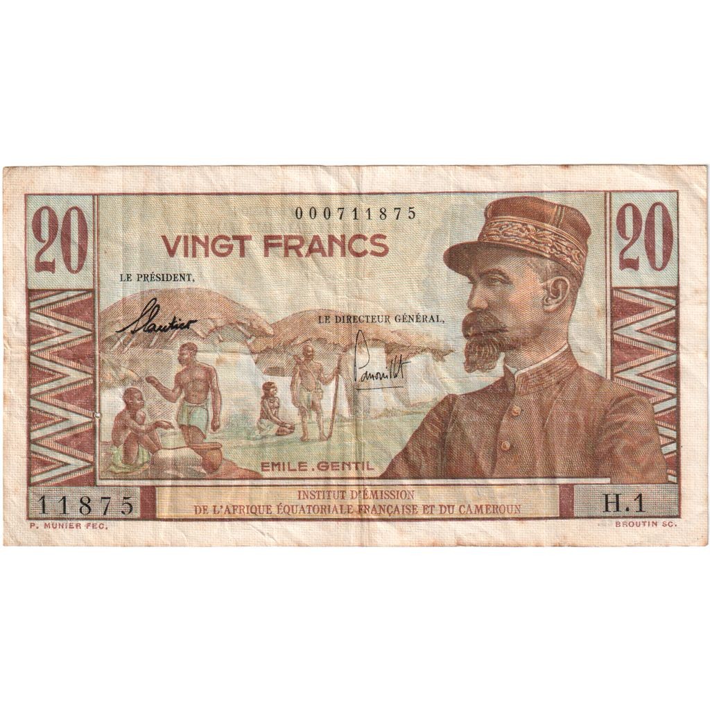 [#377521] French Equatorial Africa, 20 Francs, Emile Gentil, Undated (1957), VF