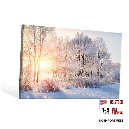 Winter Tree Canvas Wall Art Snow Covered Winter 36"L x 24"W Winter Trees