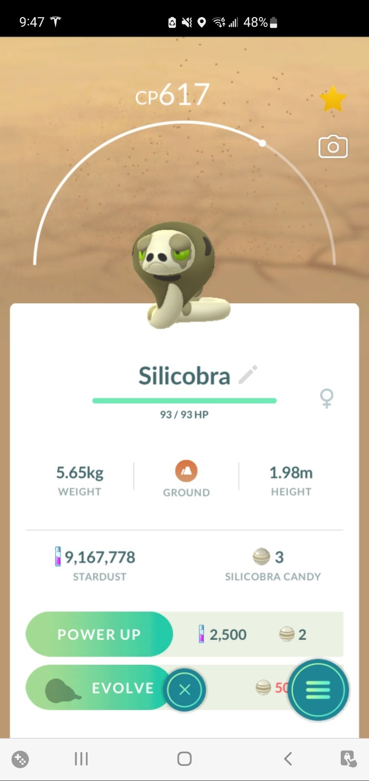 Pokemon Silicobra (NEW Desert Biome) GO