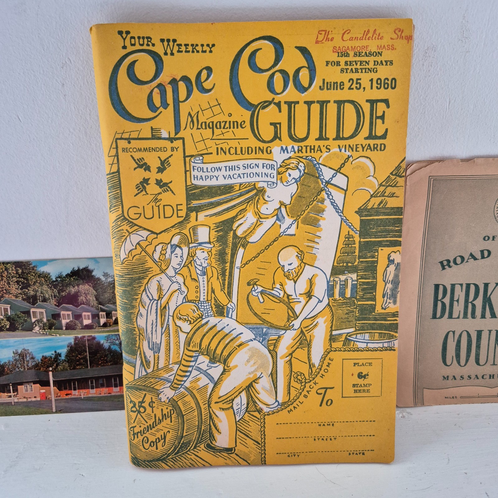 Lot Vintage 50s Cape Cod Guide Magazine Pamphlet Postcards Map Martha's Vineyard