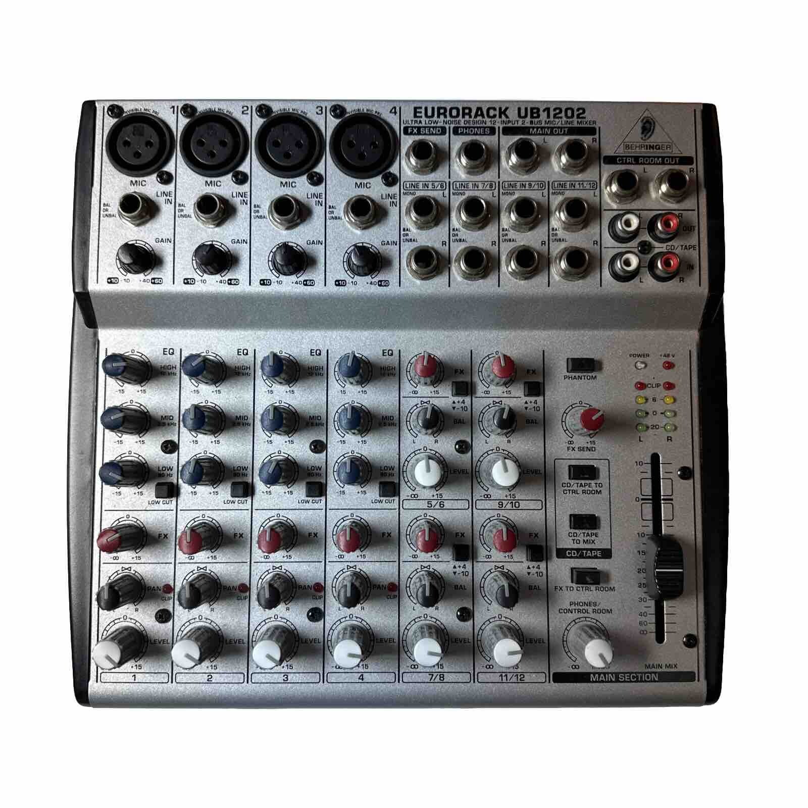 Behringer Eurorack UB1202 Ultra Low-Noise Design 12-Input 2-Bus Mic/Line Tested