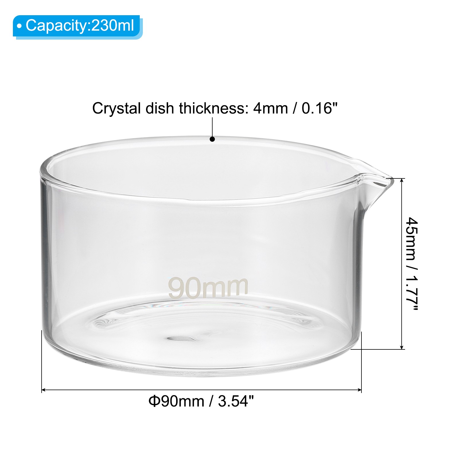 230ml Crystallizing-Dish, Borosilicate Glass Crystallizing-Dished with Spout