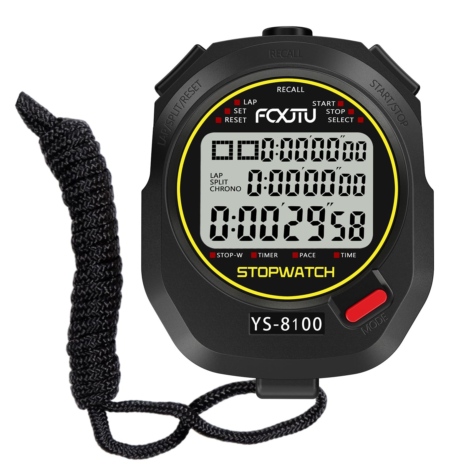 FCXJTU Sports Stopwatch 100Laps Split Memory Digital Stopwatch Referee Stop W...