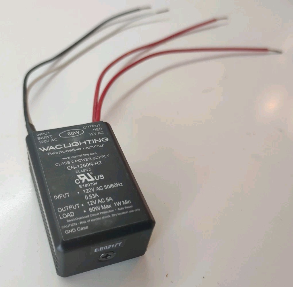 WAC Lighting EN-1260N-R2, Load AC 12v / 60W. Electronic Transformer