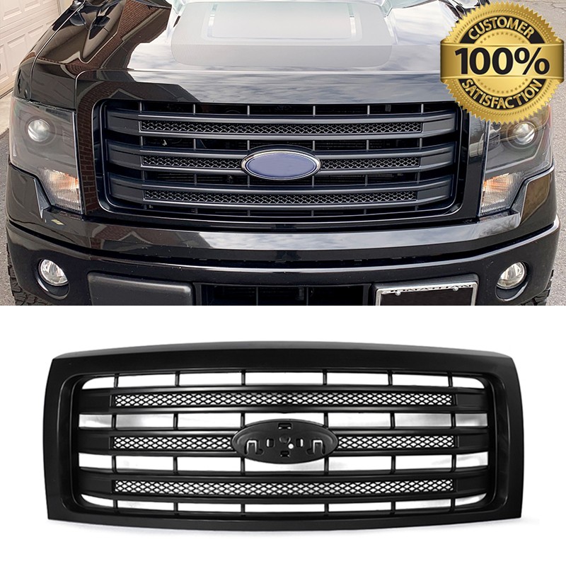 Matte Black Front Grille 3-Bar Style Grill For 2009-2014 13 Ford F-150 F150 FX4