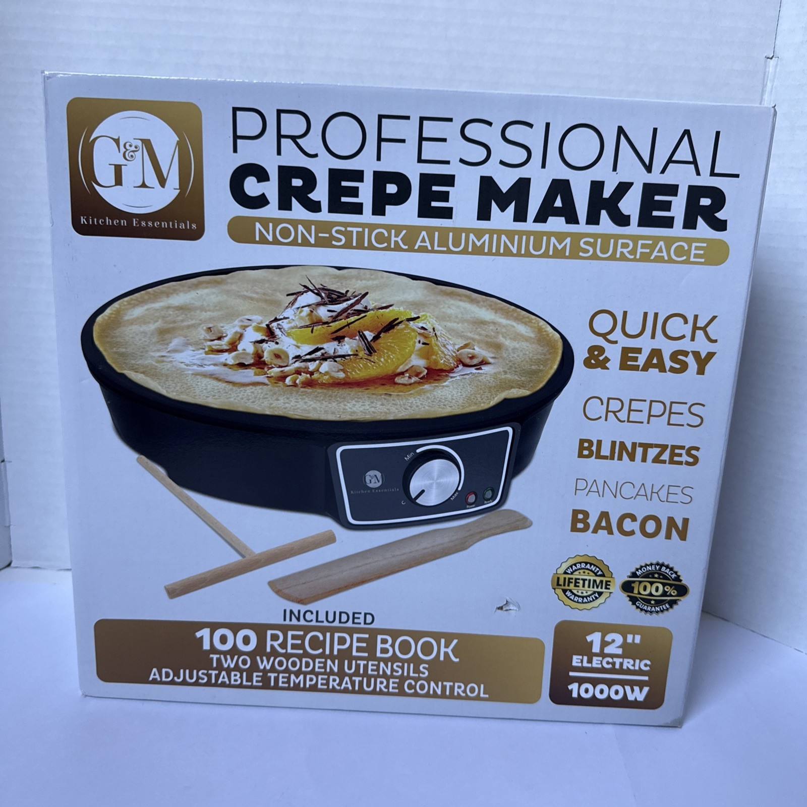 Crepe Maker Machine (Easy to Use), Pancake Griddle – Nonstick 12” Electric Gr...