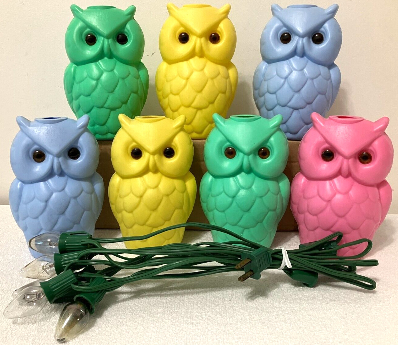 VTG OWL BLOW MOLD STRING LIGHTS YARD DECOR LANTERN CAMPER PATIO PARTY RV TIKI