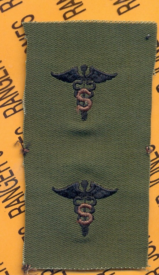 USA Medical Specialist Corps Branch OD Green & Black sew on patch set