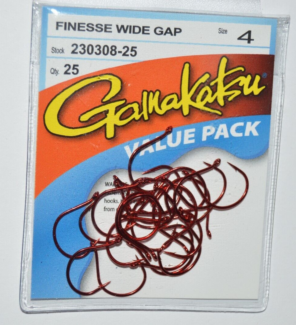 gamakatsu finesse wide gap hook hooks size 4 230308-25 bass senko value pack