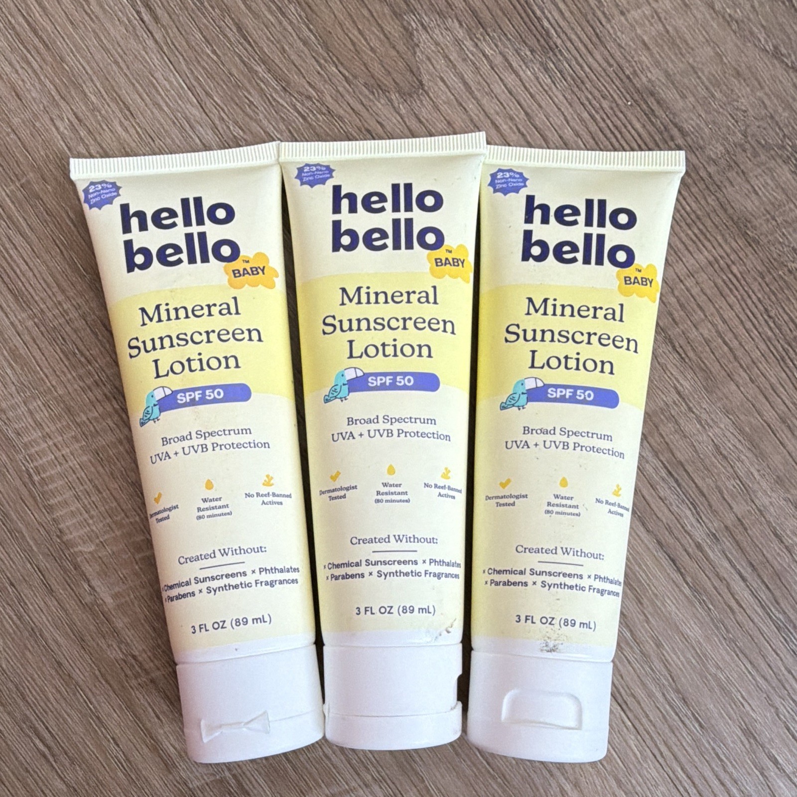 Hello Bello Baby Mineral Sunscreen Lotion SPF 50 Water Resistant Unscented 3x3
