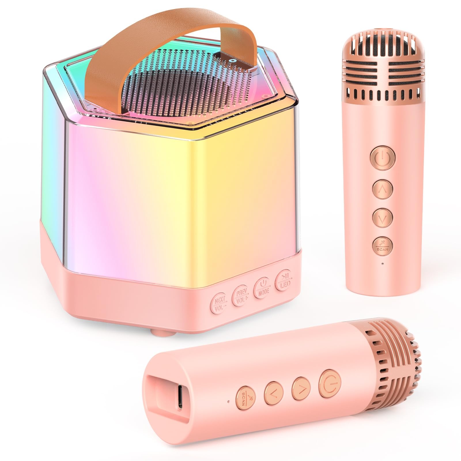 Mini Karaoke Machine for Kids - Portable Bluetooth Karaoke Speaker with 2 Wir...