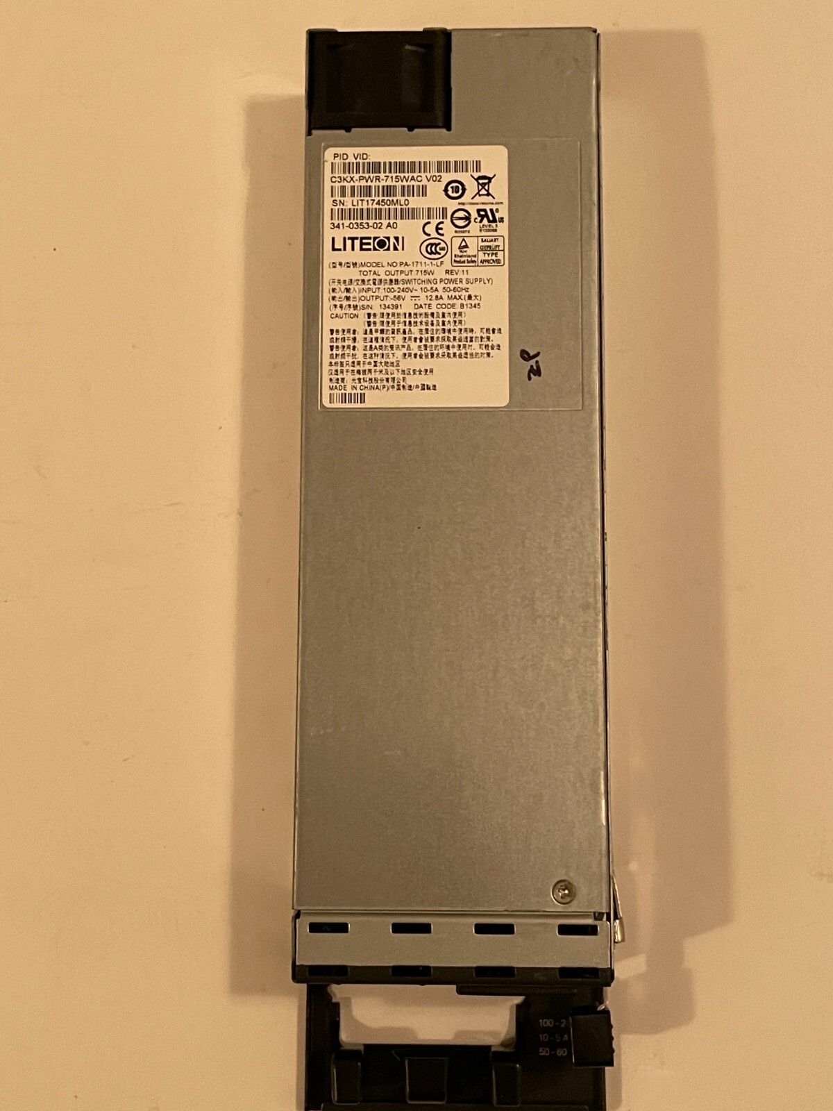 Lot of 8 Cisco C3KX-PWR-715WAC Switching Power Supply for Cisco 3560X, 3750X
