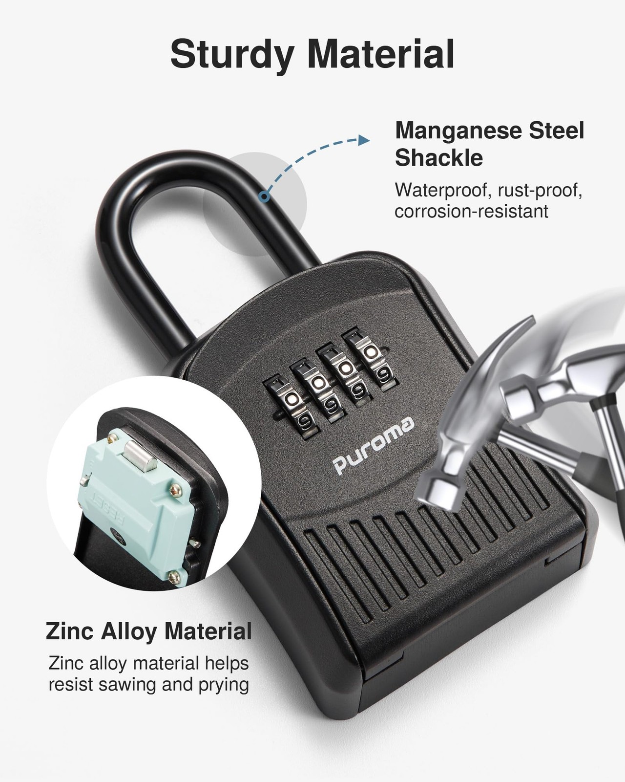 Lock Box Combination Key Lock Box Wall-Mounted Portable Storage Lockbox for K...