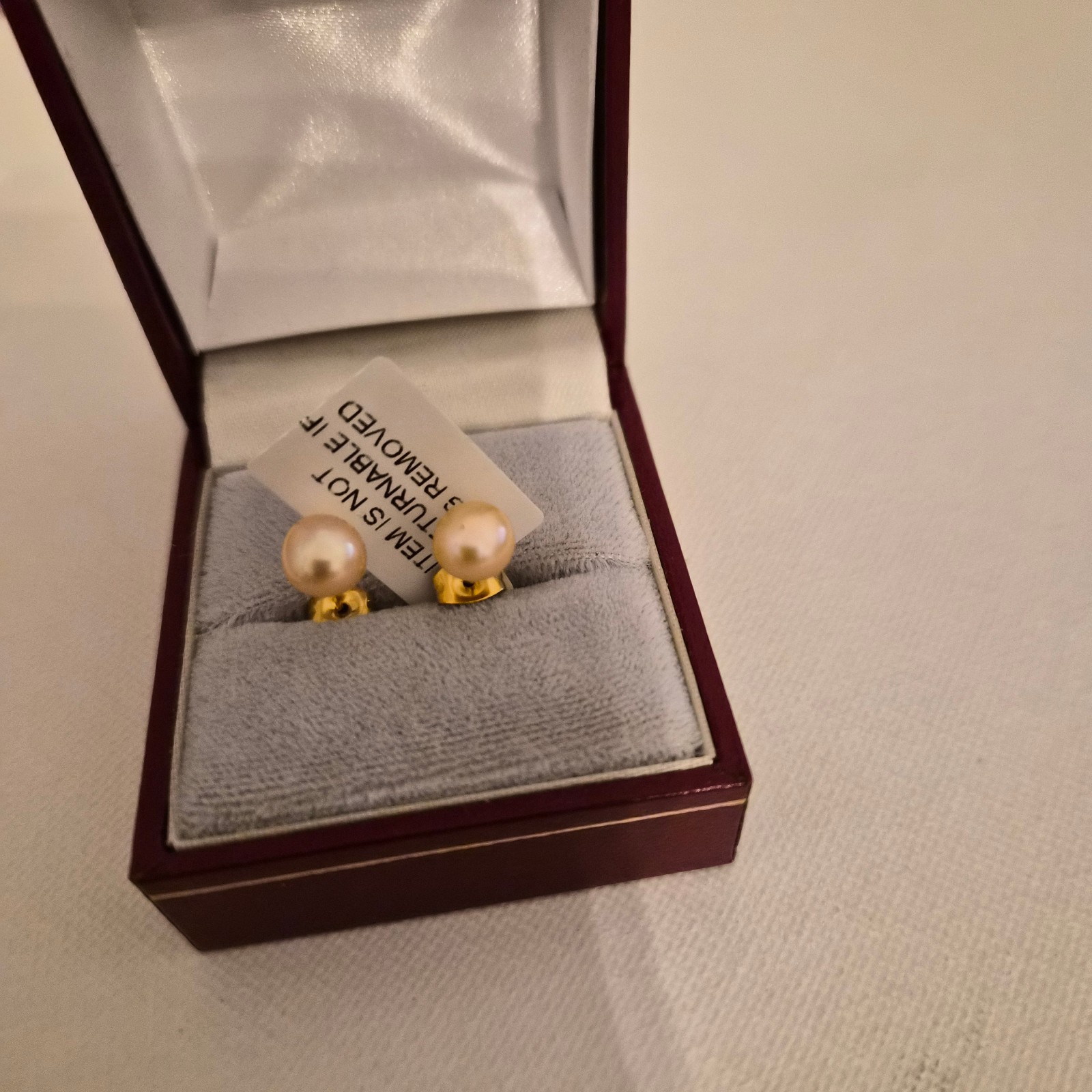 Peach Pearl stud earrings in 18k gold over sterling silver