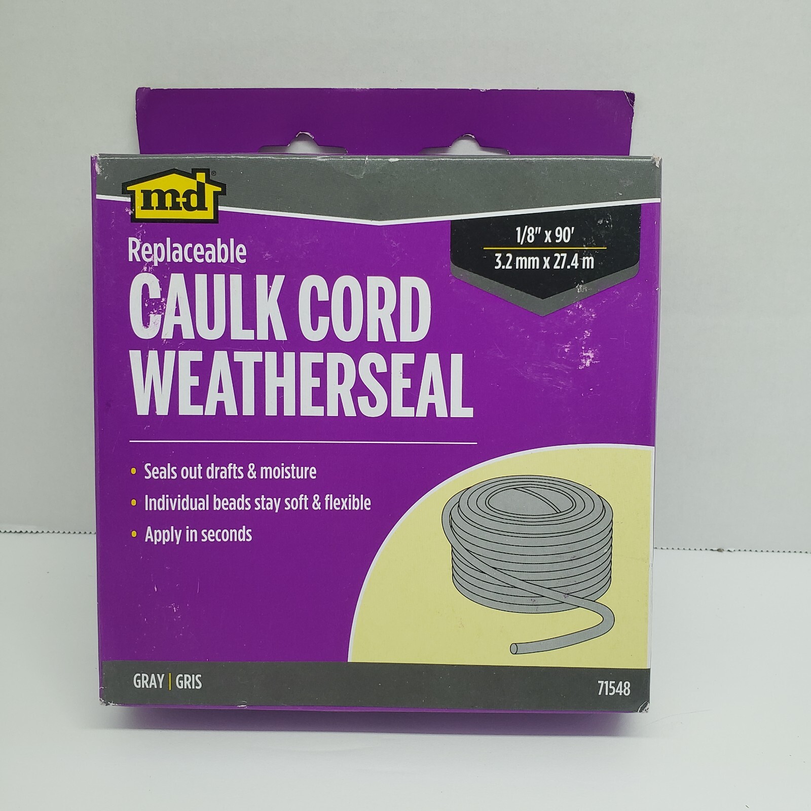 M-D Building Products Replaceable Caulk Cord Weatherseal GRAY  1/8"X90' #71548