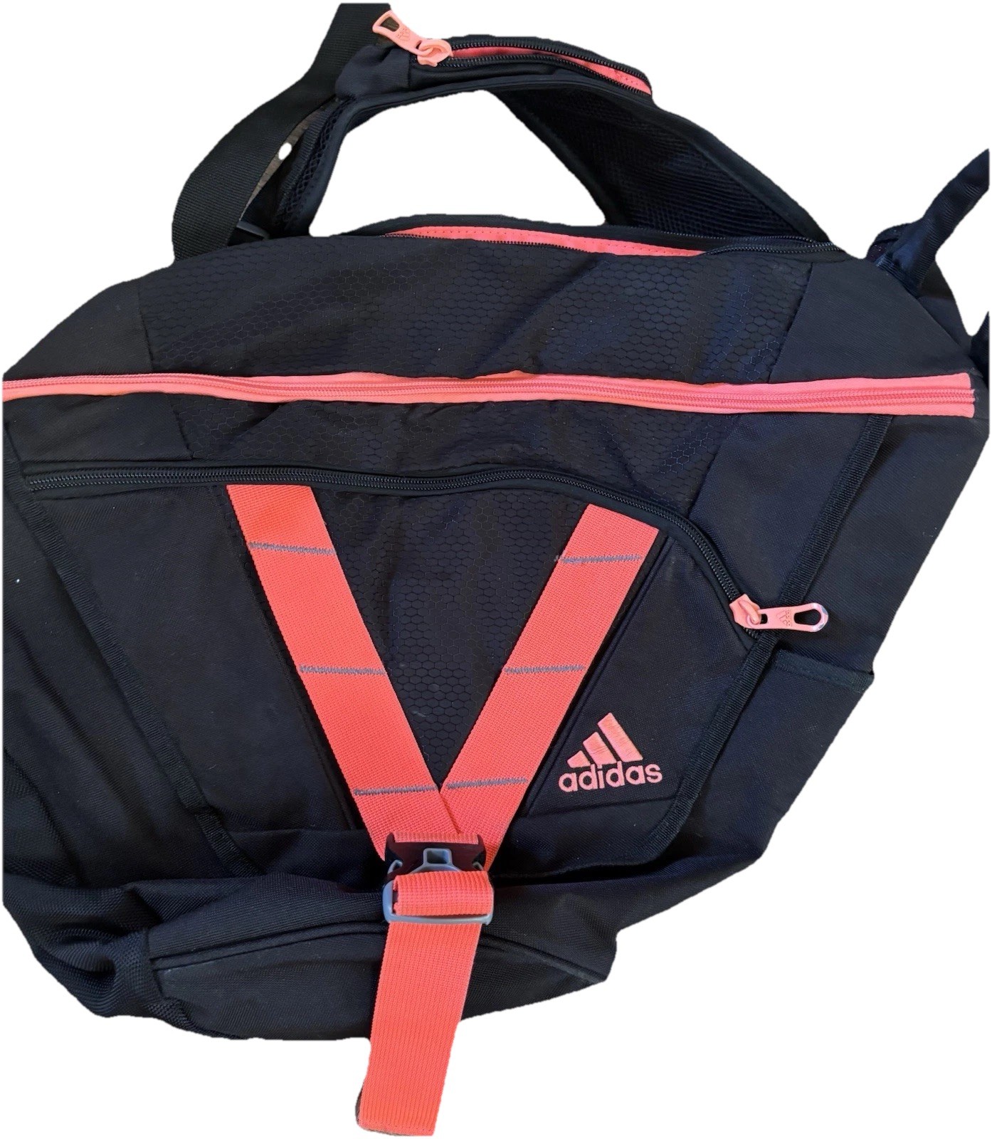 Adidas Sling Backpack Crossbody Bag Black Coral Adjustable Strap Unisex