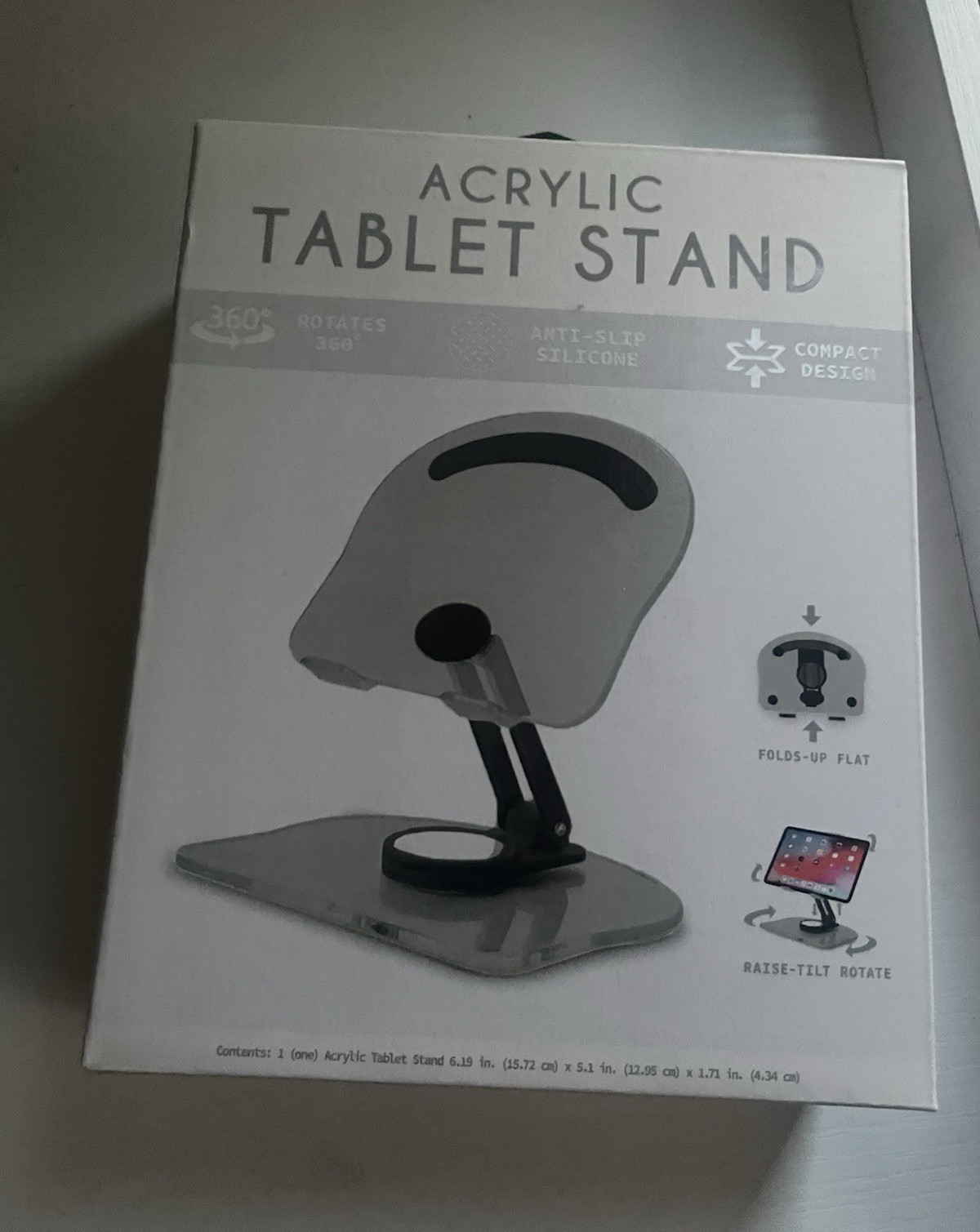 Clear Acrylic Tablet Stand Rotating Adjustable Foldable
