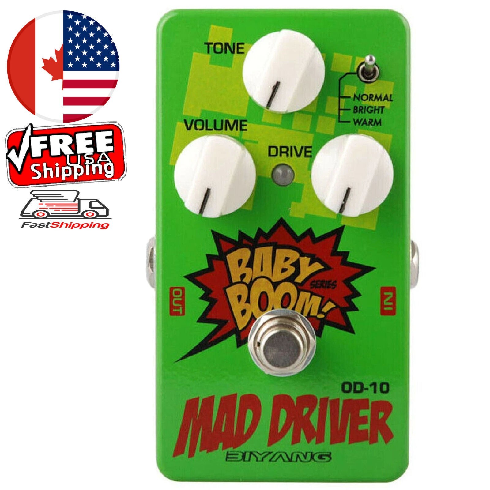 Biyang  Mad Driver Baby Boom Series OD-10 Guitar Effect Pedal, Sealed Pots NEW!