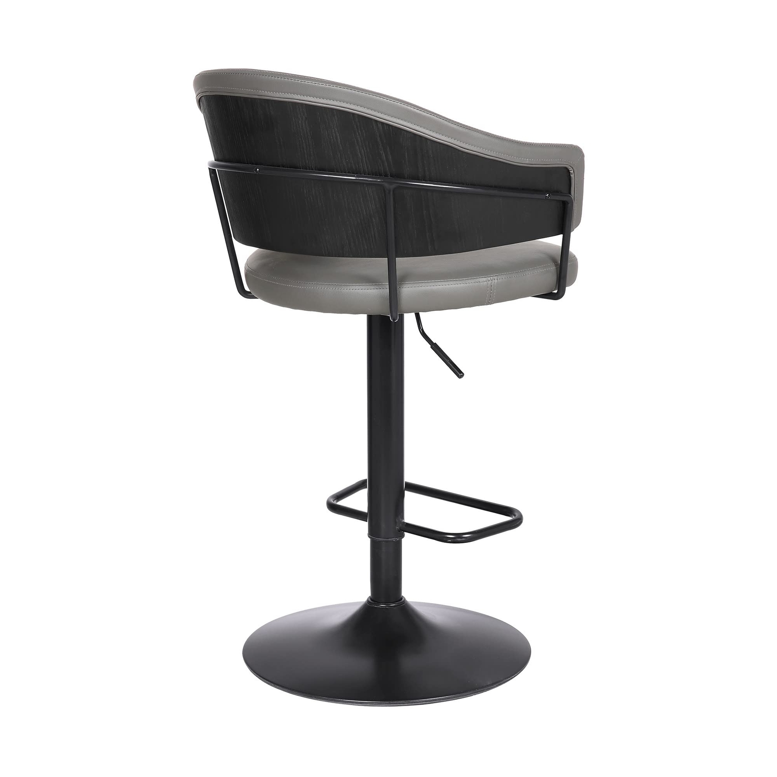 25 Gray And Black Iron Swivel Adjustable Height Bar Chair