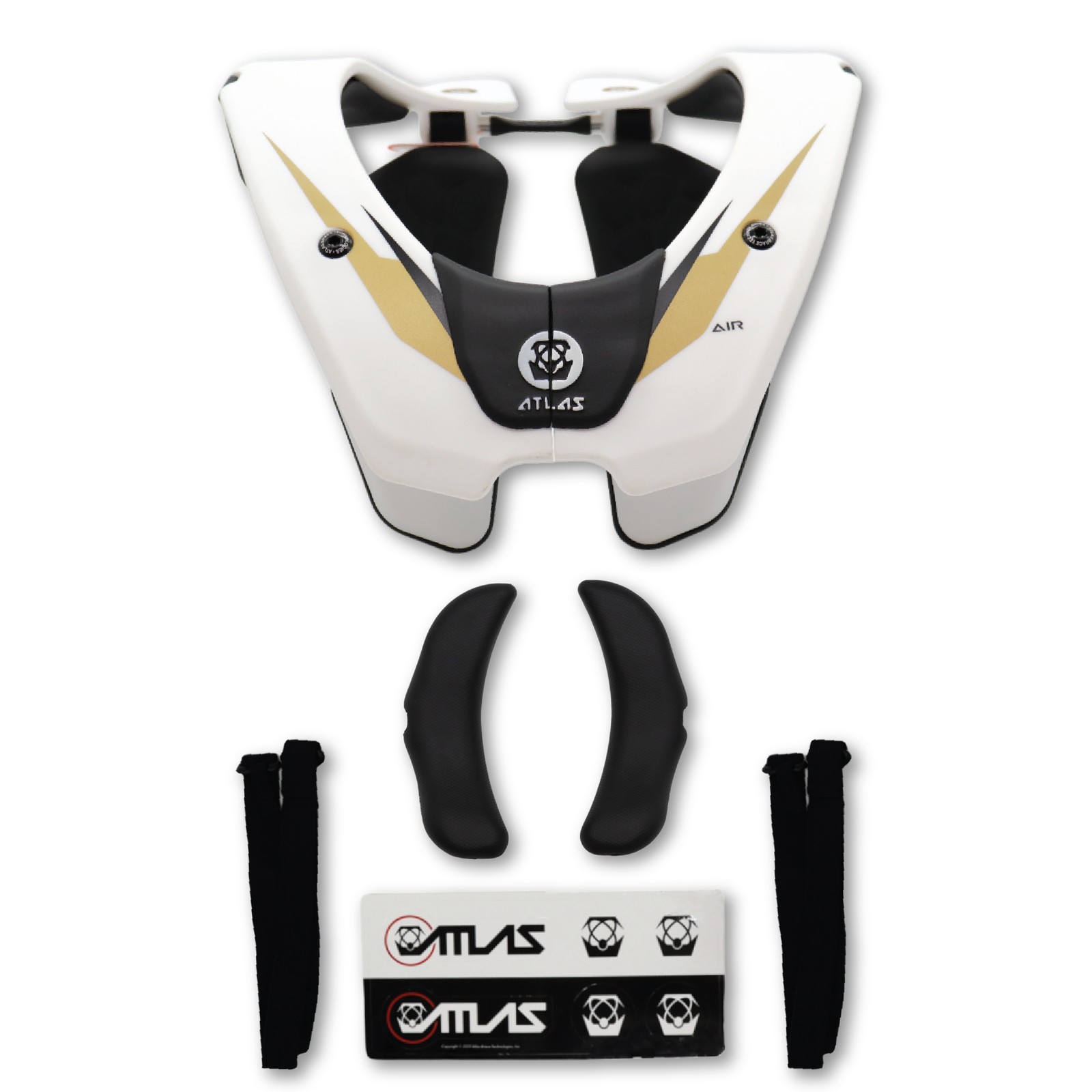 Atlas Air Anti-Compression Adult Powersports Racing Neck Brace SM (White/Gold)
