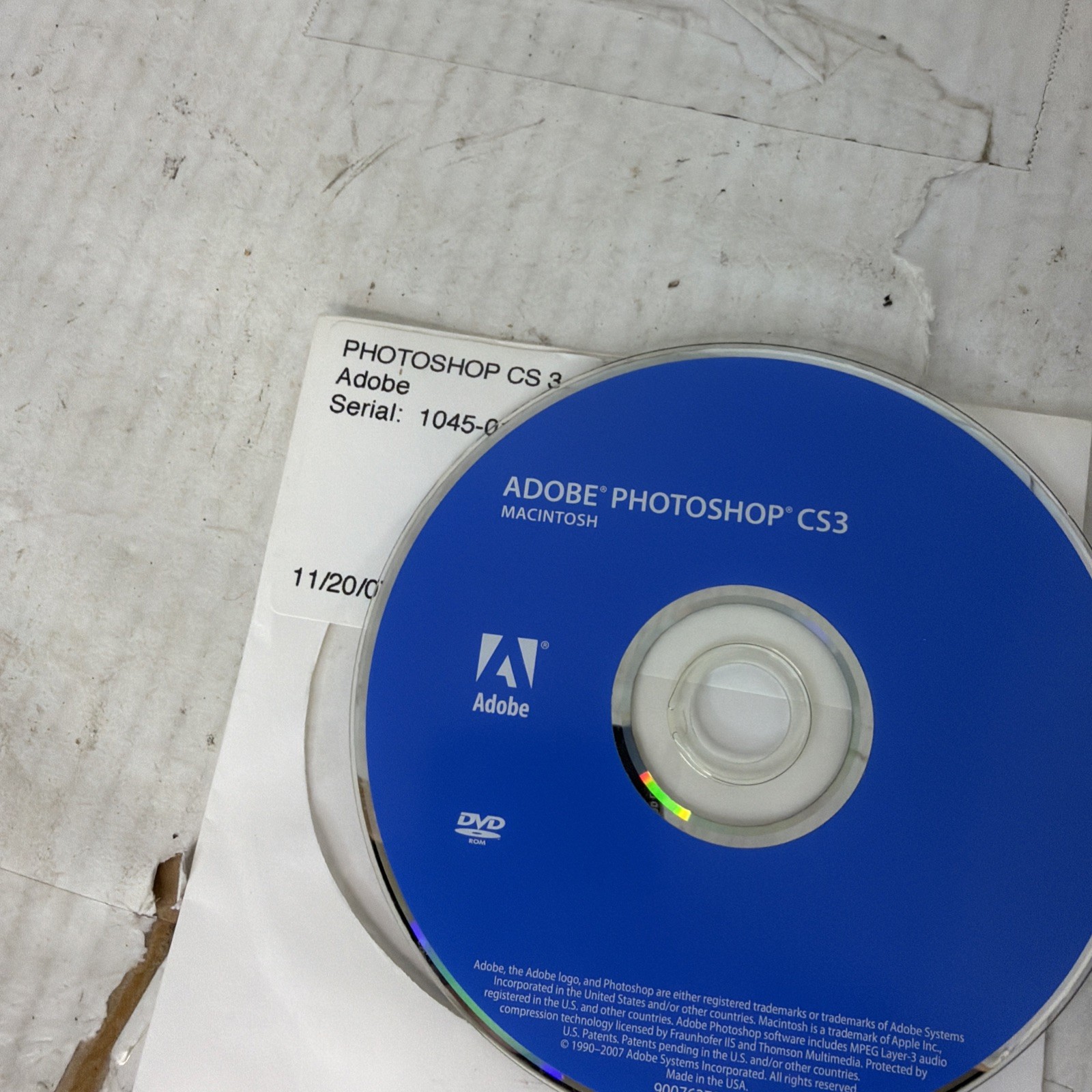 Adobe Photoshop CS3 For Macintosh Disc Only With Serial Number