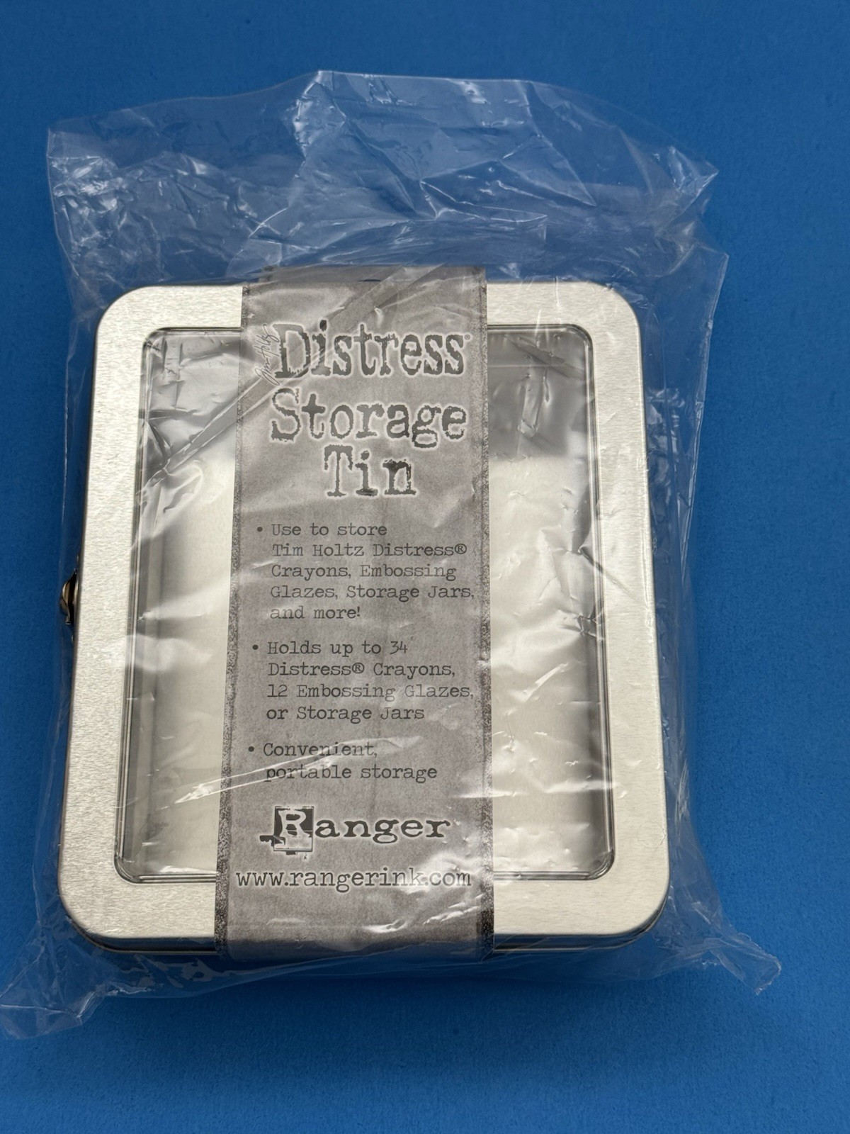 Tim Holtz Distress Storage Tin Ranger Ink Fits 34 Crayons or 12 Glaze Jars NEW