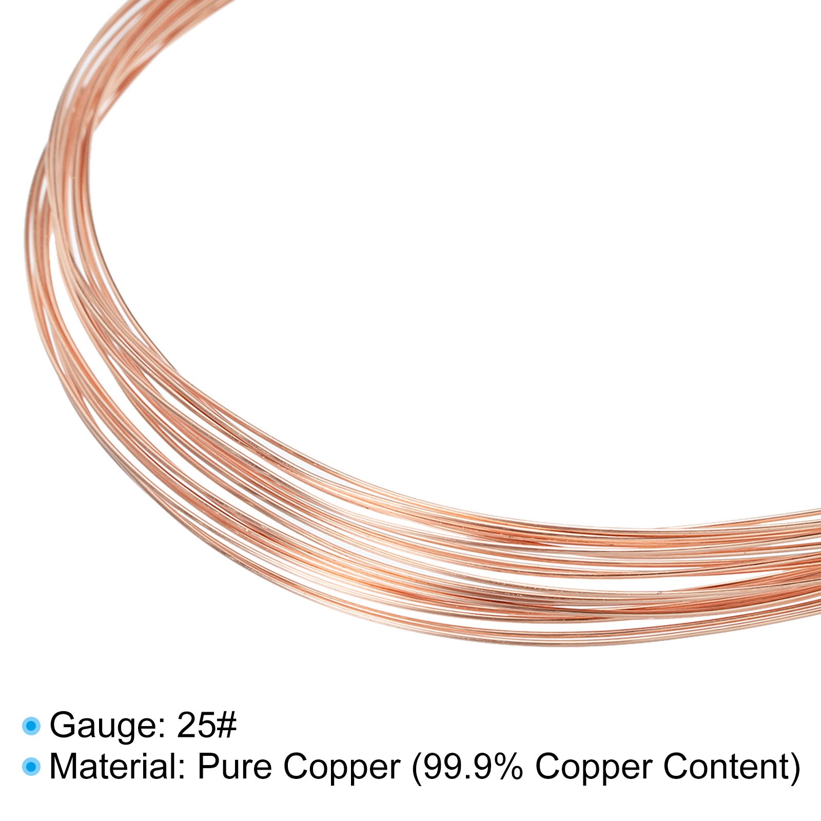 32.8Ft Solid Bare Copper Wire 25 Gauge 99.9% Pure Copper Wire Soft Beading Wire