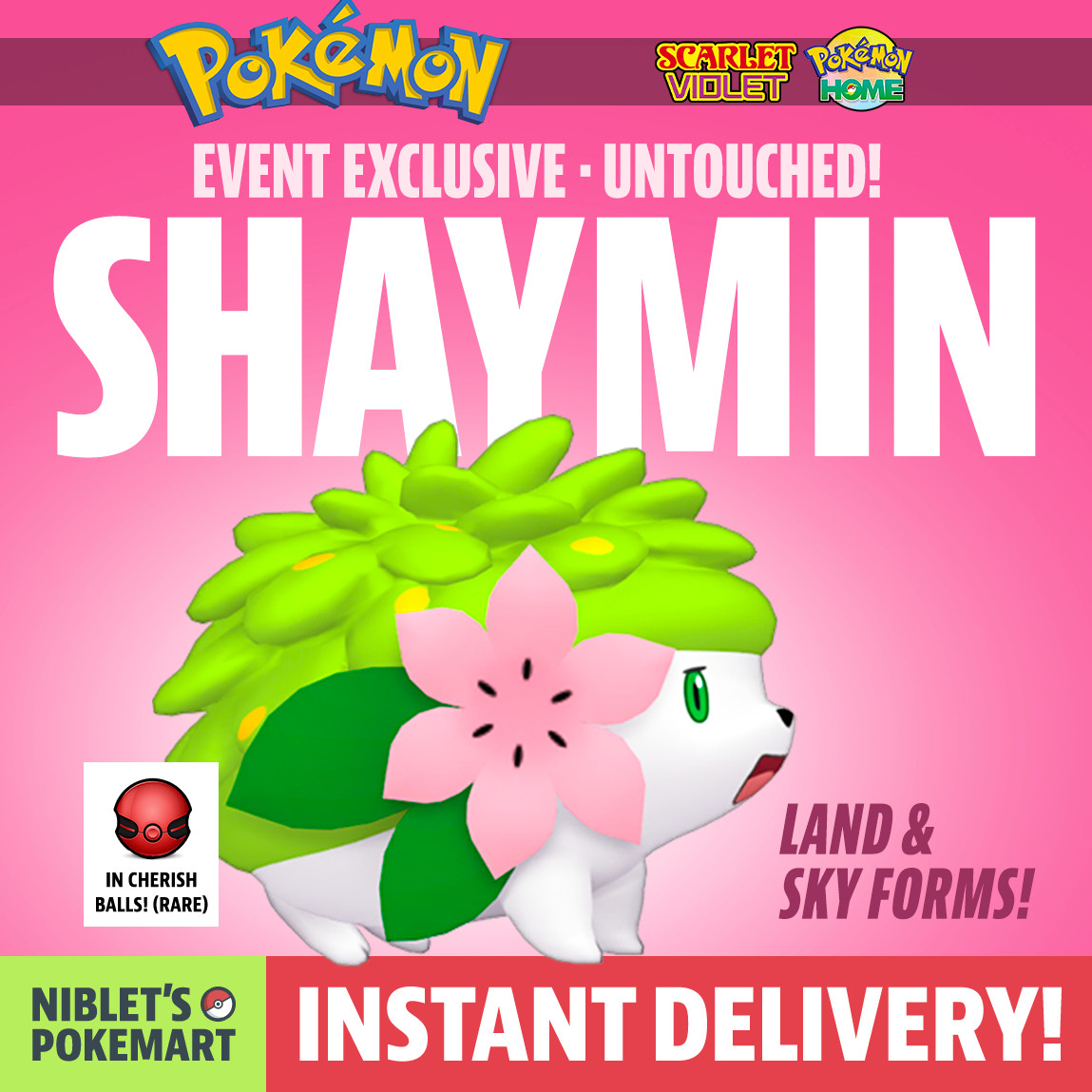 SHAYMIN 🍃 "Movie11" Exclusive Untouched Mythical Pokemon Scarlet Violet Home!